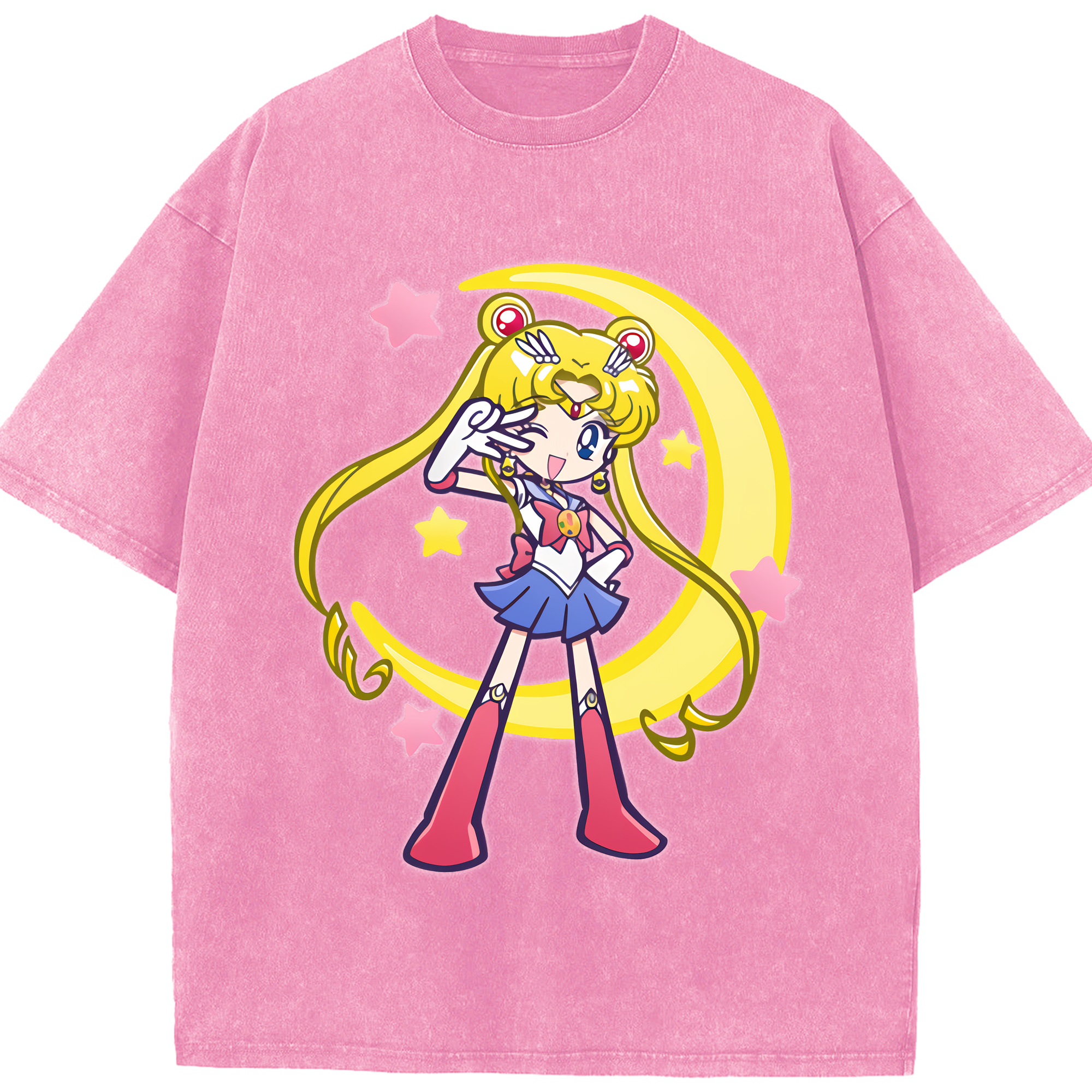 （画像用） 美少女戦士セーラームーン 月野 うさぎ つきの うさぎ Sailor Moon Tsukino Usagi 綿100% ヴィンテージ風 半袖Tシャツ（フロントプリント）